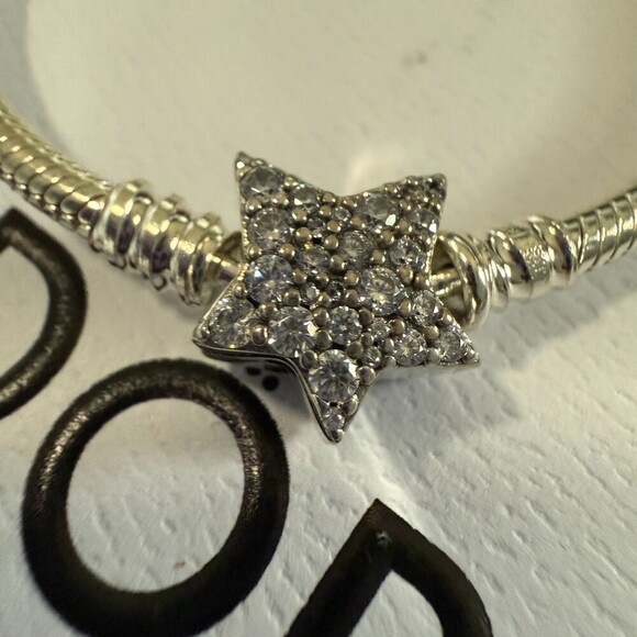 Authentic Pandora, 22CM,  Sparkling Star Silver Snake Chain Bracelet, CLOSEOUT - Picture 7 of 7